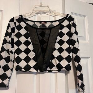 Checkered Chic Low Cut Mesh Crop Top